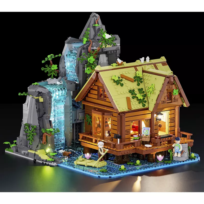 Lumibricks Waterfall Hut set di mattoncini con illuminazione LED