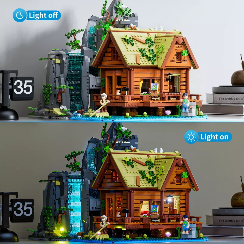 Lumibricks Waterfall Hut set di mattoncini con illuminazione LED