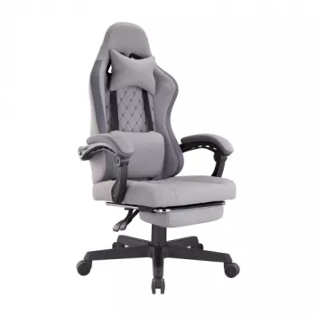 LUMIVIDA HS084714 Sedia da gaming ergonomica con supporto per testa e lombare, nero/rosso, pelle PU, inclinazione 90-155°, portata 150 kg