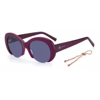 M MISSONI Occhiali da sole donna MMI0071SB3V - Montatura in acetato nero, lenti in policarbonato grigie, 52 mm