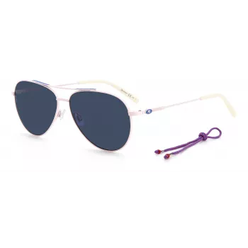 M MISSONI Occhiali da sole donna MMI0078S3ZJ - Montatura in acetato nero, lenti in policarbonato grigie sfumate, 58/13/145 mm
