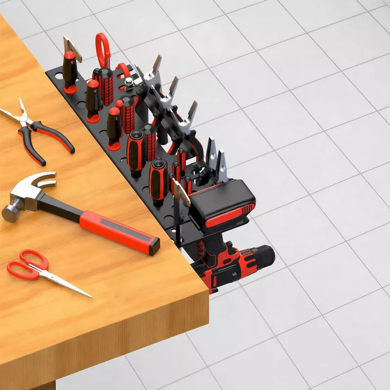 MACLEAN MC-141 organizer portautensili da parete con 20 contenitori e 11 ganci, nero/rosso, 800x400x195 mm