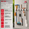 Maclean MC-185 organizer da parete per attrezzi da giardinaggio e mocio, acciaio, 60 cm, portata 20 kg, con ganci