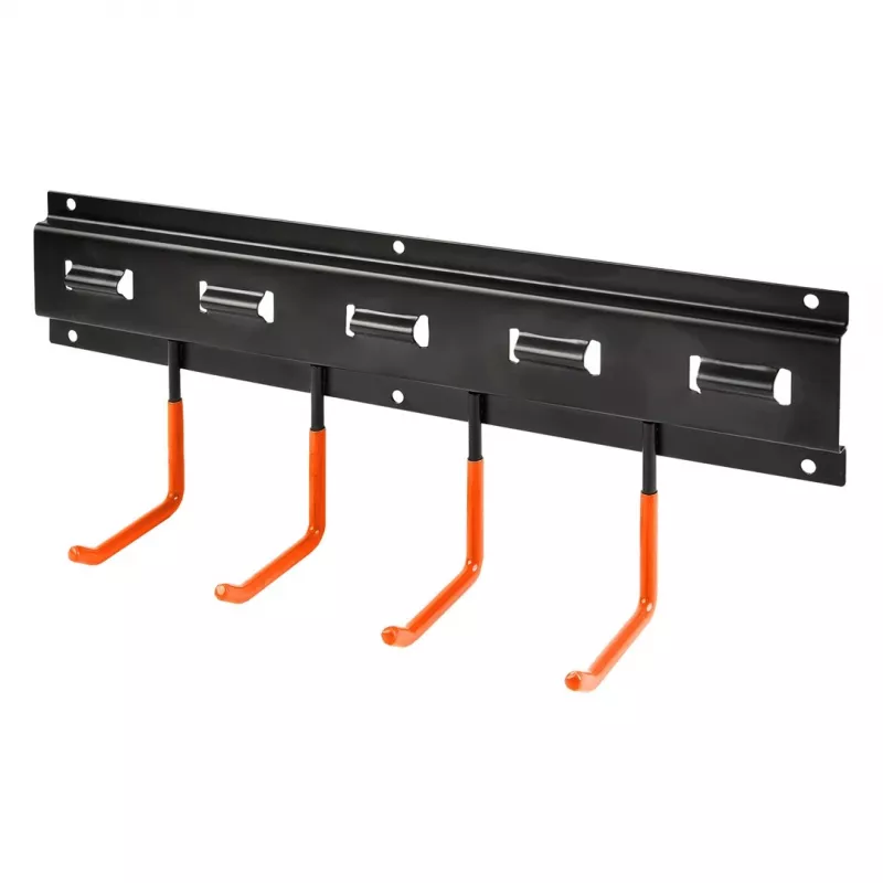 MACLEAN MC-193 organizer da parete per attrezzi da giardino con 5 supporti auto e 6 ganci pieghevoli, plastica ABS, grigio/nero