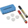 MAGNETOPLAN HOLTZ 37102 Set accessori per lavagna bianca – cancellino magnetico, 4 magneti, 4 pennarelli (nero/rosso)
