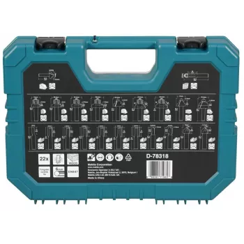 Makita set universale di punte da trapano da 22 pezzi con HSS-R, punte per muratura, punte per legno e inserti cacciavite, 6 mm