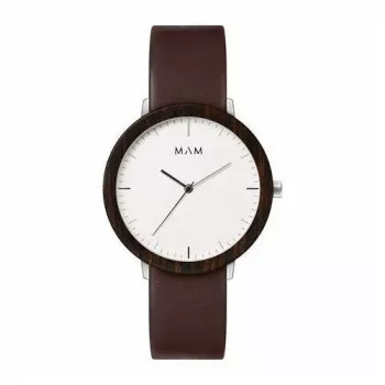 MAM MAM628 Orologio unisex 39 mm cassa in legno di teak cinturino in pelle nero