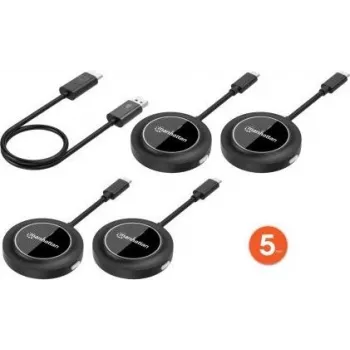 MANHATTAN 1080p Wireless HDMI Set di presentazione display con 4 moduli trasmettitore USB-C, nero