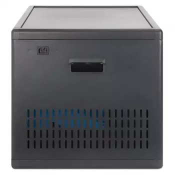 Manhattan Armadio di ricarica USB-C per laptop a 12 posti su ruote, 65W per porta, 780W totali, acciaio, nero, cavi UK ed EU, scomparti 395x32,5x290mm