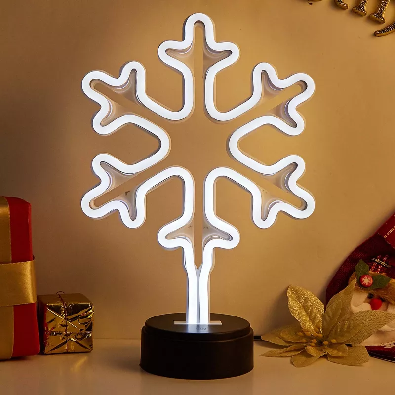 Manta SNL84WH Lampada decorativa LED fiocchi di neve, bianco freddo, a batteria, da appendere, plastica, bianco, 200 mm