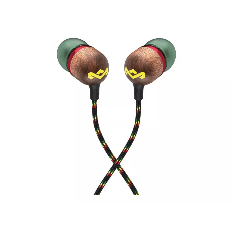 Marley Smile Jamaica auricolari in-ear con filo con microfono e USB-C, driver da 9 mm – Rasta (EM-JE042-RA)