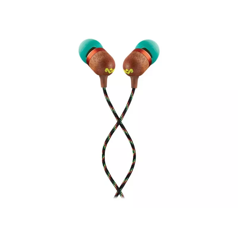 Marley Smile Jamaica auricolari in-ear con filo con microfono e USB-C, driver da 9 mm – Rasta (EM-JE042-RA)