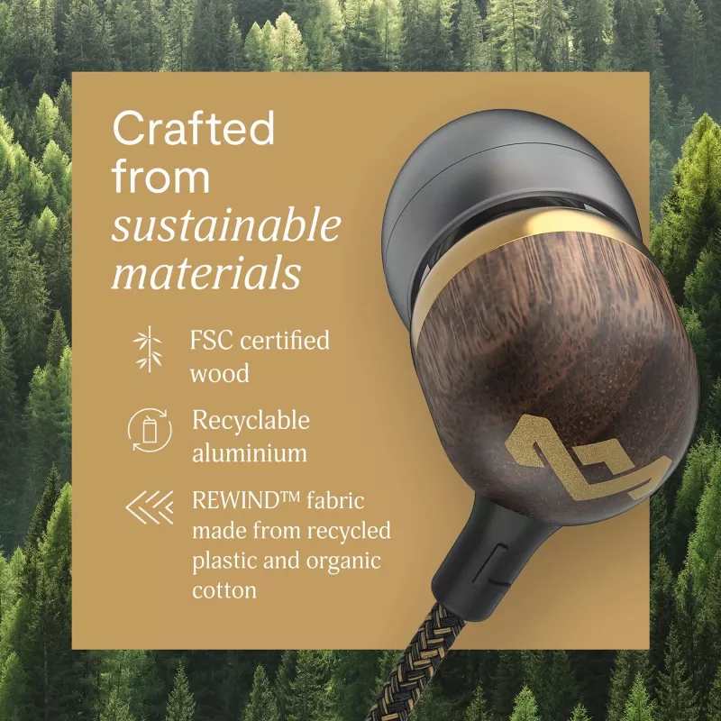 Marley Smile Jamaica Auricolari con filo e microfono, USB Type-C, ottone