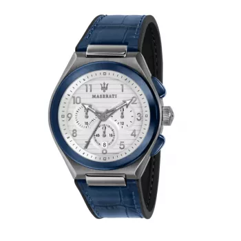 MASERATI uomo Potenza orologio al quarzo R8871639001 43mm quadrante blu cinturino in pelle