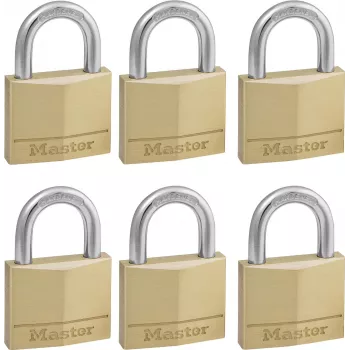 Master Lock 140EURSIX confezione da 6 lucchetti con chiave unica 22mm corpo in ottone