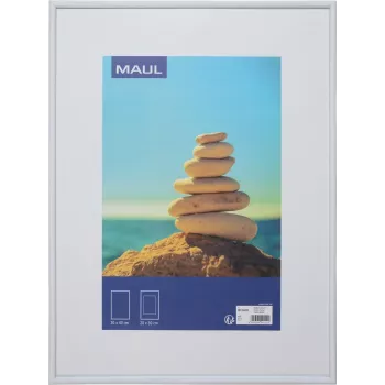 MAUL 1935802 cornice singola 30 x 40 cm, MDF bianco con frontale in policarbonato infrangibile, montaggio a parete