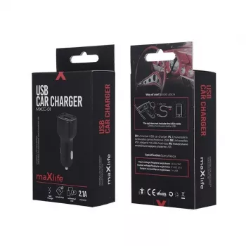 MAXLIFE MXCC-01 caricabatterie da auto Fast Charge 2.1A - nero
