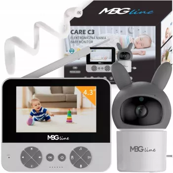 MBG Line Care C5 Baby monitor video wireless, telecamera rotante, LCD da 4,3 pollici