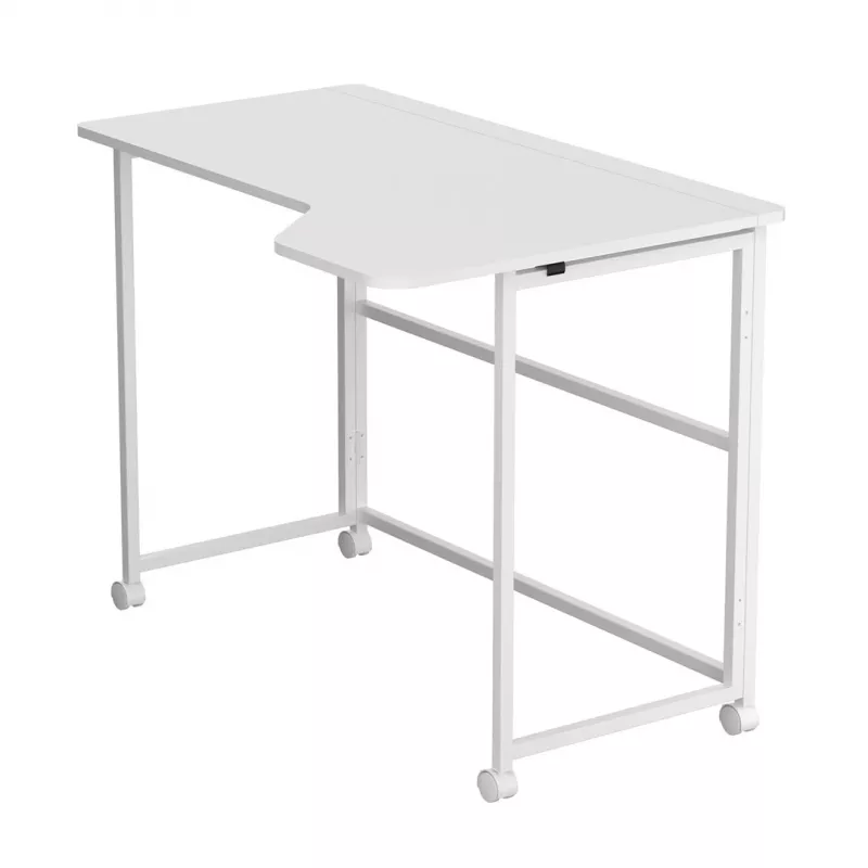MCN Maclean tavolo pieghevole a L bianco 100x65 cm mobile con ruote bloccabili MC-1250 L/W