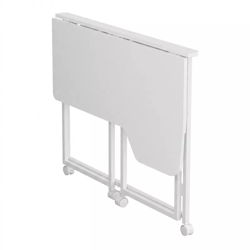 MCN Maclean tavolo pieghevole a L bianco 100x65 cm mobile con ruote bloccabili MC-1250 L/W