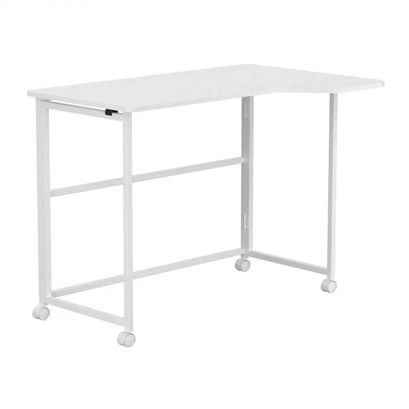 MCN Maclean tavolo pieghevole a L bianco 100x65 cm mobile con ruote bloccabili MC-1250 L/W