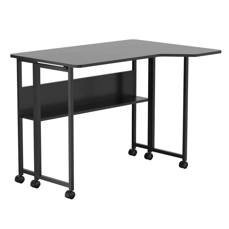 MCN Maclean scrivania/tavolo pieghevole, nero, mobile, 100x73 cm, max. 50 kg, ad angolo, a L, MC-126 L/B