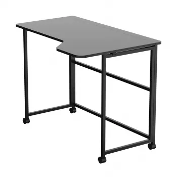 MCN Maclean MC-1250 L/B Scrivania angolare pieghevole a L, nera, mobile, 100x65 cm, max 50 kg