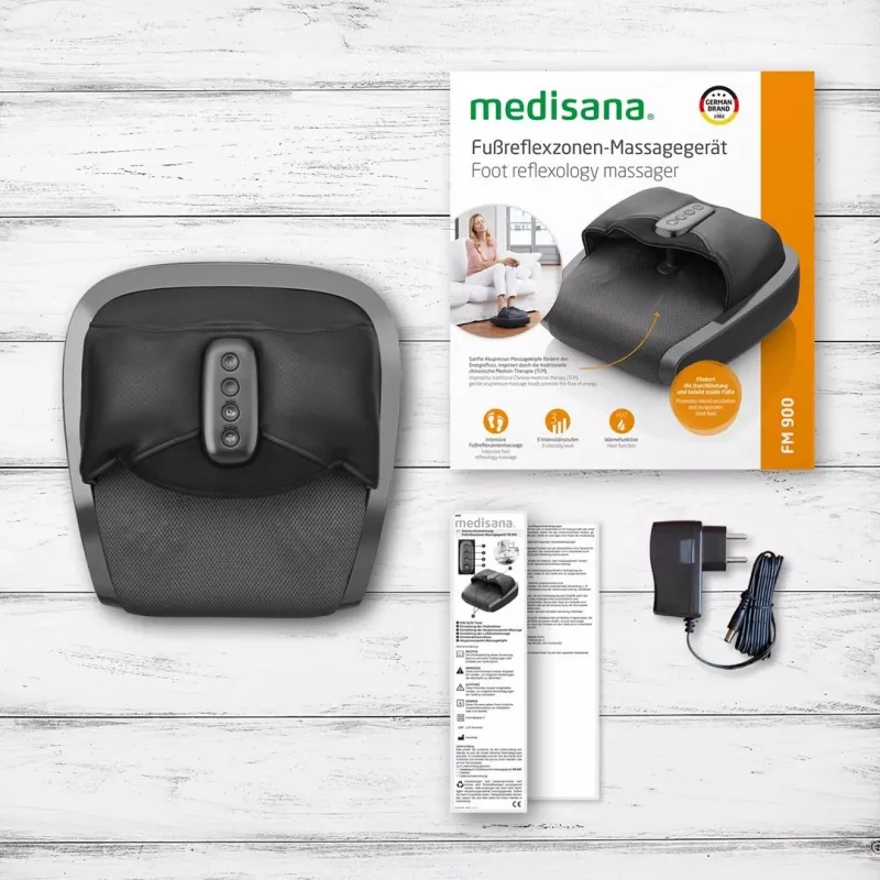 Massaggiatore shiatsu per piedi Medisana FM 900 con calore, nero/grigio