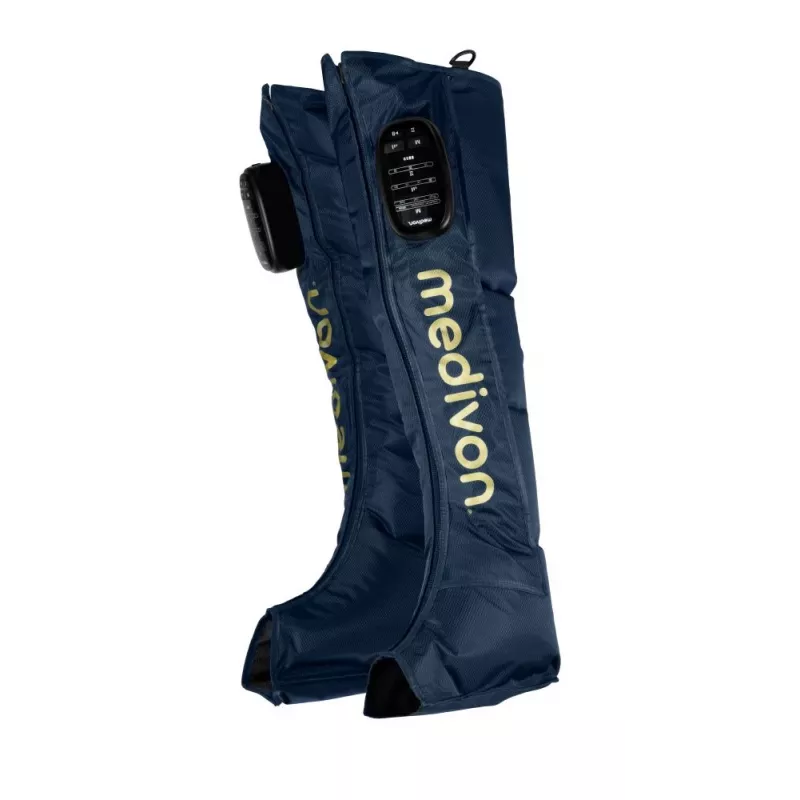 Medivon Compression Massager Aeria - Massaggiatore per Gambe e Piedi a Compressione d'Aria con Calore, 3 Modalità, 3 Intensità, Telecomando Wireless