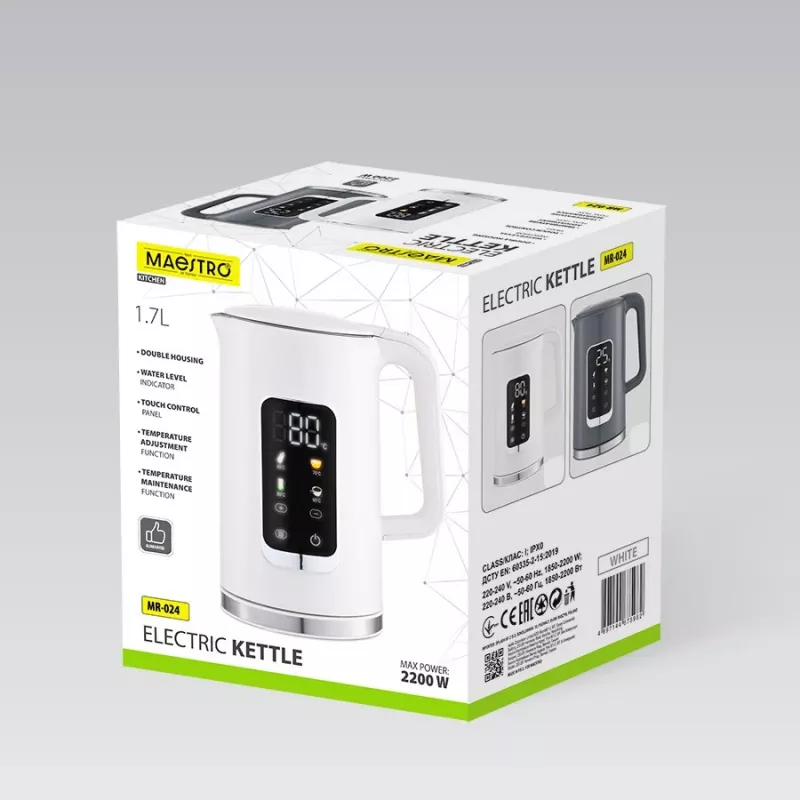 MEO Maestro Bollitore elettrico con controllo della temperatura 1,7L 2200W