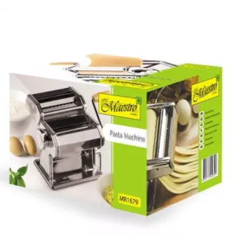MEO MR-1679 MAESTRO macchina per pasta manuale - acciaio cromato, 9 regolazioni di spessore, 3 tipi di pasta, morsetto da tavolo