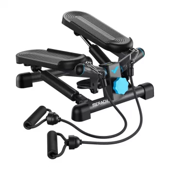 MERACH MR-2354B2 Mini stepper con fasce di resistenza, cilindri idraulici, display LCD, nero
