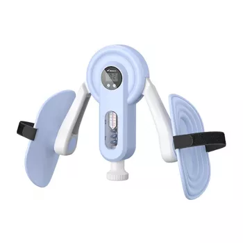 MERACH MR-2522 Allenatore per gambe (bianco e blu) - Allenatore per cosce con resistenza a molla regolabile e contatore LCD