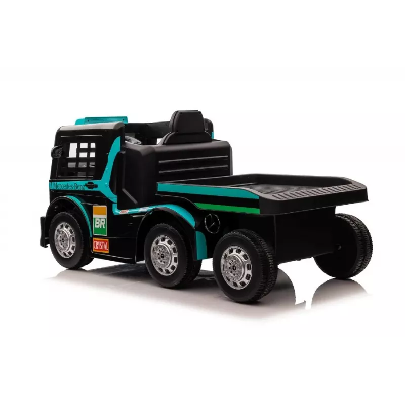 Camion elettrico cavalcabile per bambini Mercedes XMX622B con rimorchio, LCD, blu