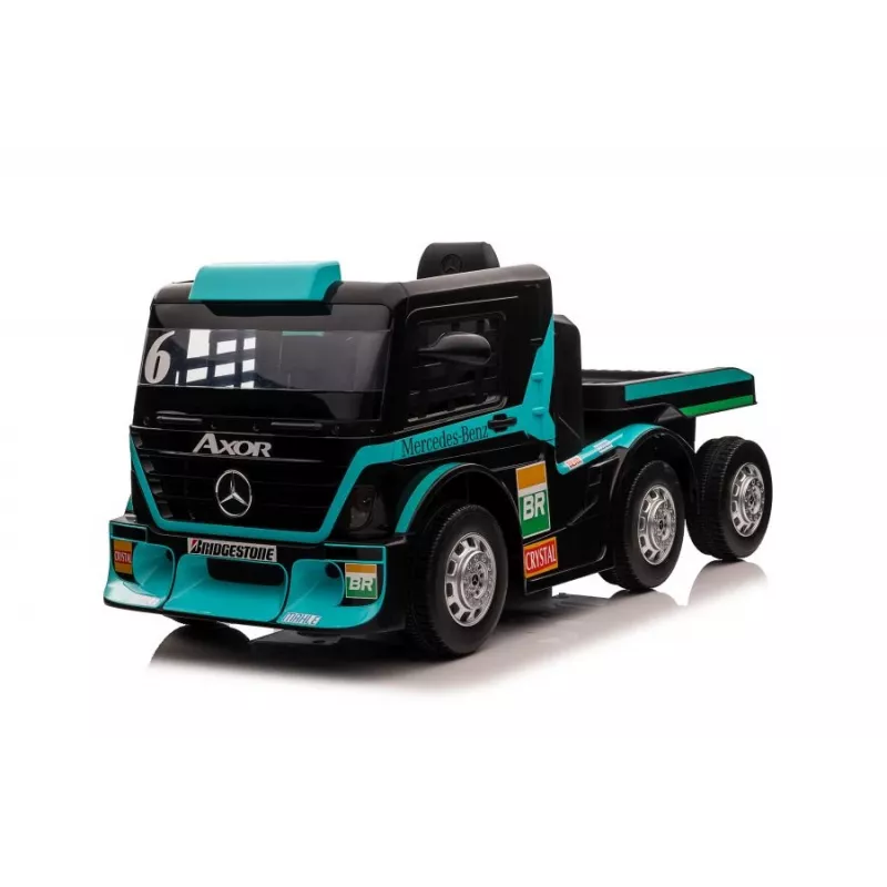 Camion elettrico cavalcabile per bambini Mercedes XMX622B con rimorchio, LCD, blu