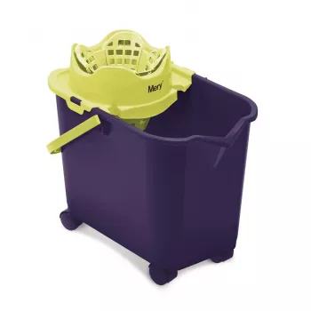MERY Secchio rettangolare con ruote e strizzatore 20 L blu