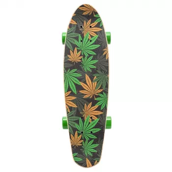 Skateboard mini cruiser Meteor Cannabis verde-marrone-arancione 22 pollici