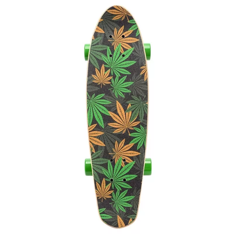 Skateboard mini cruiser Meteor Cannabis verde-marrone-arancione 22 pollici