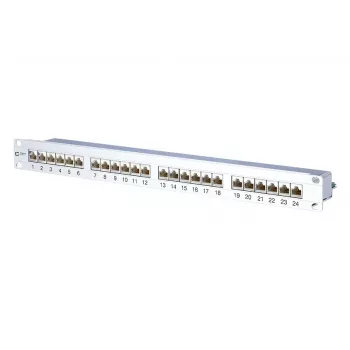 METZ CONNECT 130855C-E-90 patch panel rack-mount 1U schermato Cat.6A a 24 porte, bianco