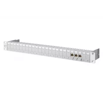 METZ CONNECT 130920-E patch panel 1U 24 porte, angolato 90°, vuoto, grigio chiaro 130920-E-90