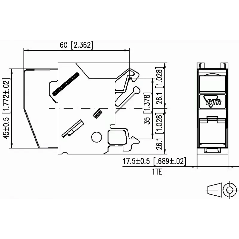 METZ CONNECT BTR E-DAT Module REG 8(8) IP20 Empty - case modulo dati per guida DIN, 1TE, grigio chiaro