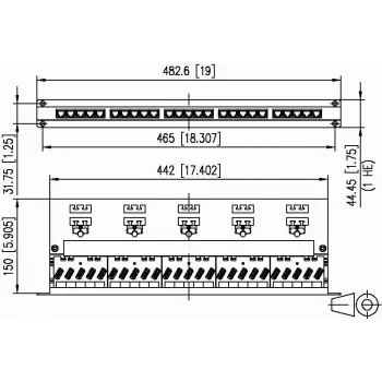 METZ CONNECT BTR UAE 25x8(8) patch panel schermato Cat.6, 25 porte, 1U, grigio chiaro 130887-E