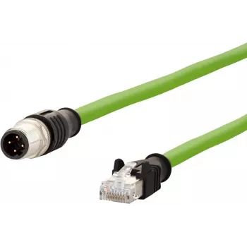 METZ CONNECT cavo di rete M12 (4 poli) (M) su RJ-45 (M) 1,0 m 6,5 mm SF/FTP CAT 5e senza alogeni, senza linguetta di bloccaggio, trefolo, catena portacavi, codifica D verde (142M1D15010)