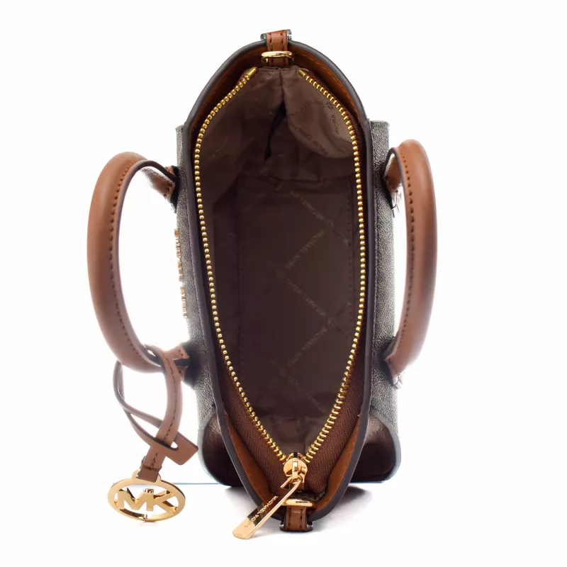 Michael Kors Jet Set Charm Borsa a tracolla ovale marrone Signature Coated Canvas