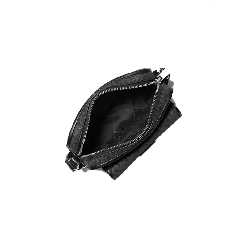 Michael Kors Borsa a tracolla Jet Set nera Signature in tela rivestita 35R5S2BC0BBLA
