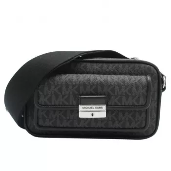 Michael Kors Borsa a tracolla Jet Set nera Signature in tela rivestita 35R5S2BC0BBLA