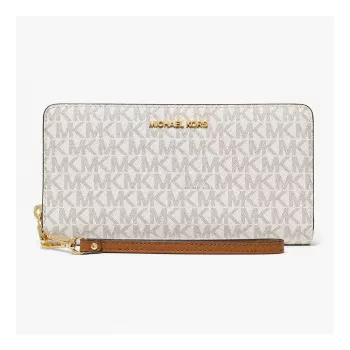 MICHAEL KORS Jet Set Travel Portafoglio continental 35S6GTVE9BVAN in tela rivestita Vanilla