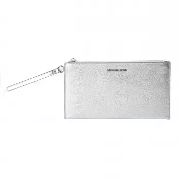 Borsa a tracolla Michael Kors Jet Set Travel argento in pelle Saffiano 35F4STVW3LSIL