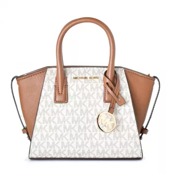 Michael Kors Jet Set Travel borsa crossbody Vanilla Signature tela rivestita