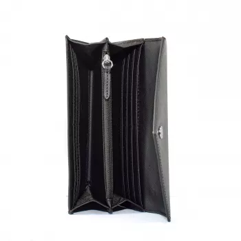 Michael Kors Jet Set Travel portafoglio continental grande con zip Saffiano pelle nero tonalità oro